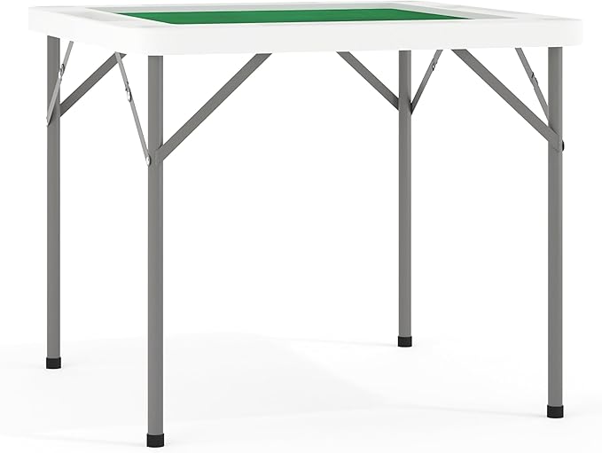 Flash Furniture Silas 34.5" Square Folding Card Table with Felt Green Surface and Cup Holders, Portable Folding Game Table...
