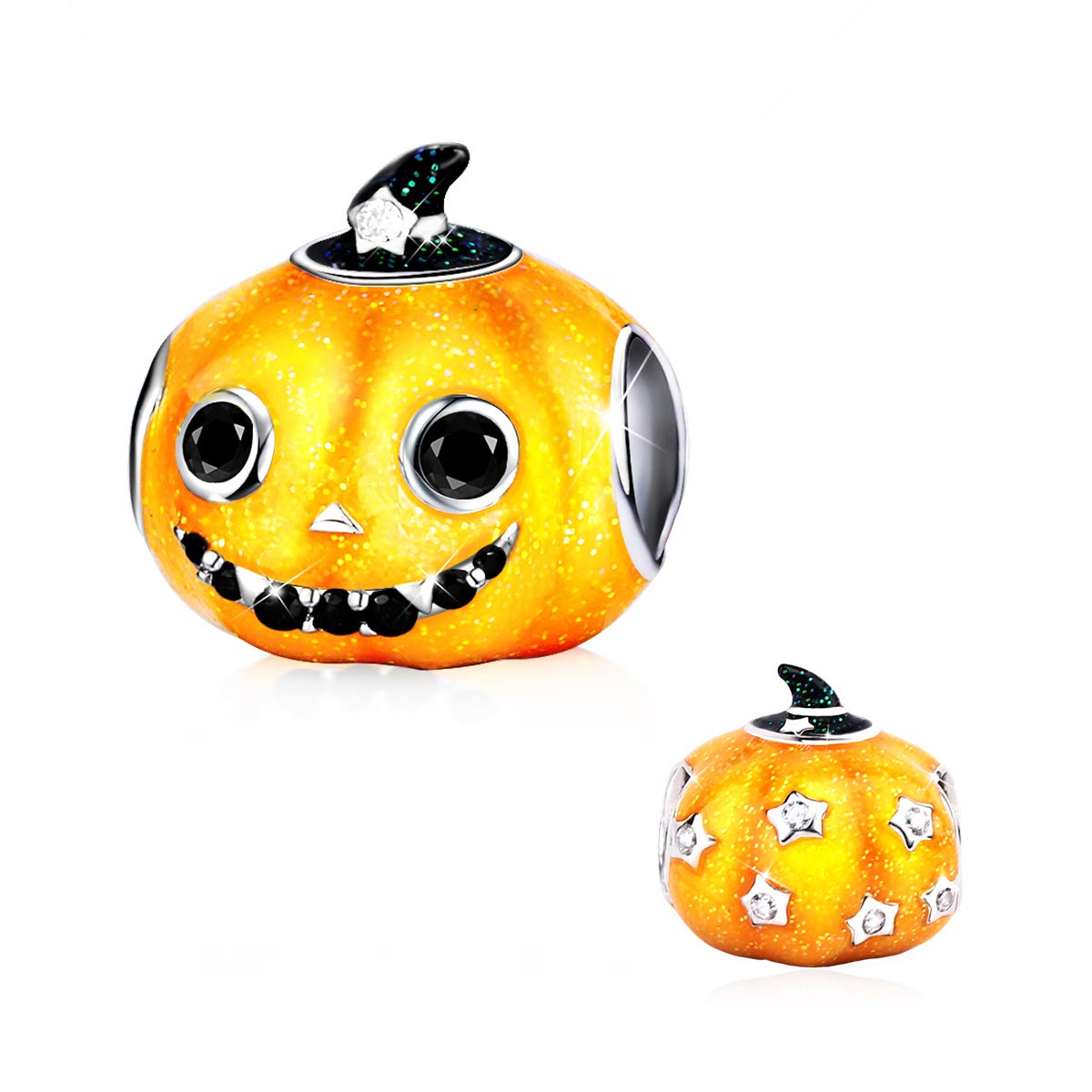 FOREVER QUEEN Sterling Silver Jack-O'-Lantern Halloween Charms for Pandora - Best Halloween Jewelry Gifts for Women