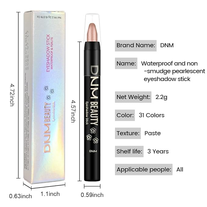 Champagne Shimmer Cream Eye Shadow Stick Makeup for Women, Shimmer Eyeliner Pencil Eyeshadow Brightener Stick for Eyes, Waterproof Eyeshadow Applicator Blendable sombras para ojos 74#