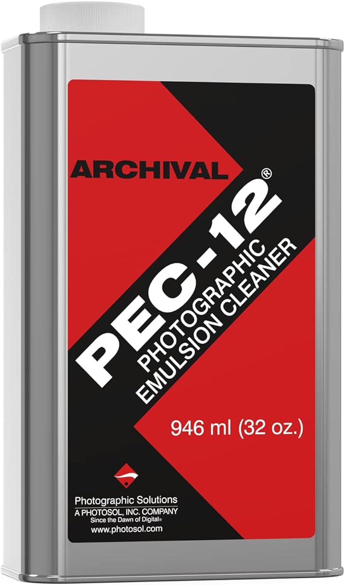 PEC-12 Photographic Emulsion Cleaner - Remove Non-Water Based Stains, Grease & Ink from Emulsions and Bases - For Cleaning 35mm Film, Photo Negative, B&W Slide (32oz)