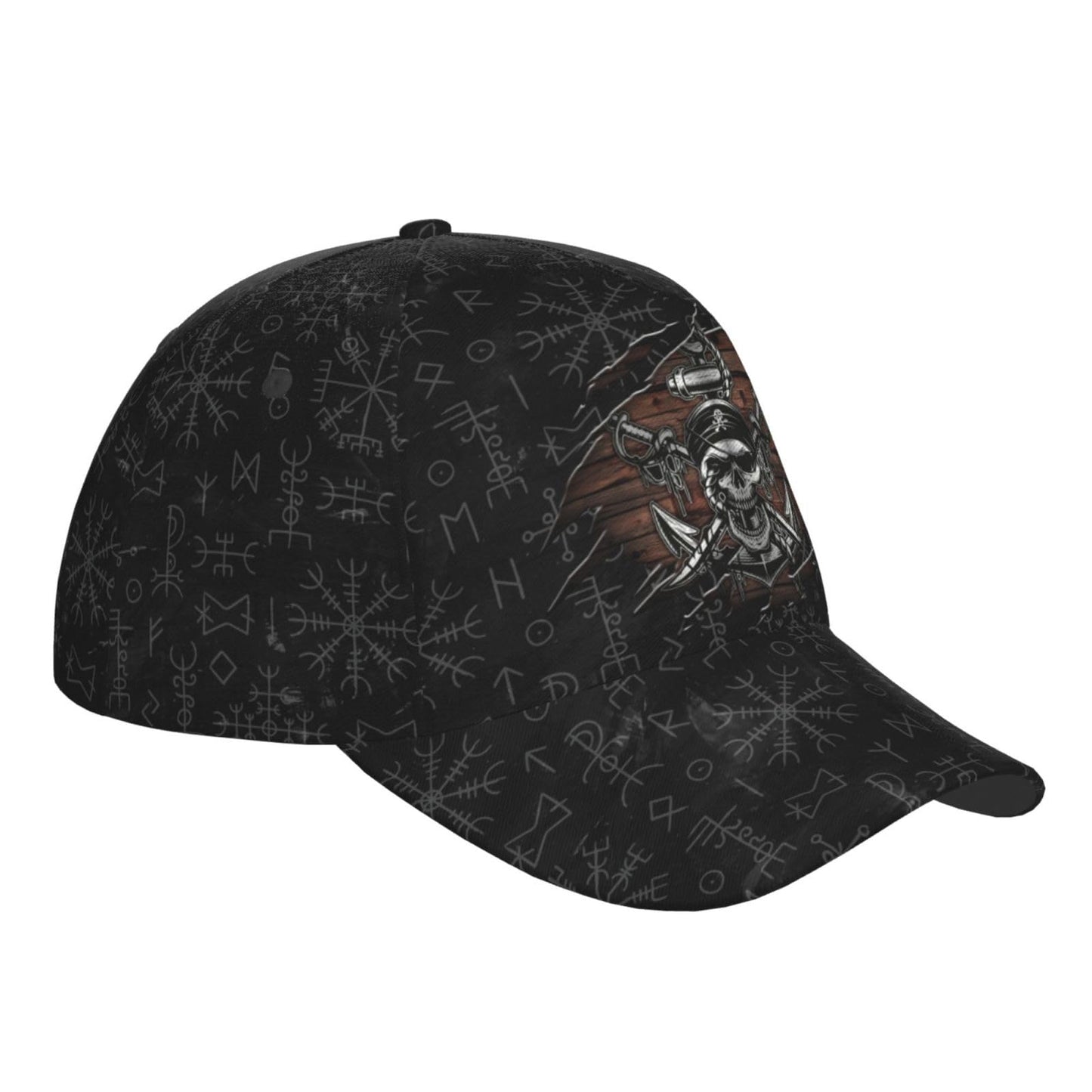 THE PIRATE KING Anime Pirate Captain Baseball Cap Skull Print Hat Halloween Baseball Cap Adjustable for Men and Women Black