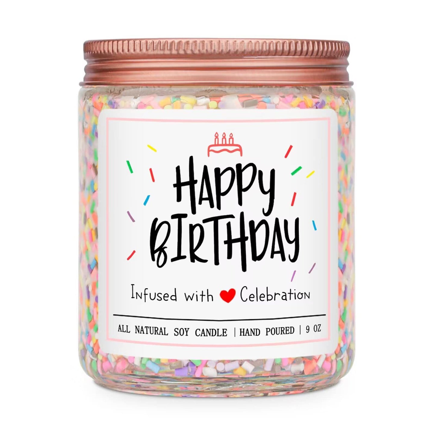 Homsolver Happy Birthday Gifts for Women Unique, Vanilla Cream Scent with Sprinkles Candy Birthday Candles for Her, 18th/20st/30th Birthday Handmade Aromatherapy Candle Decor