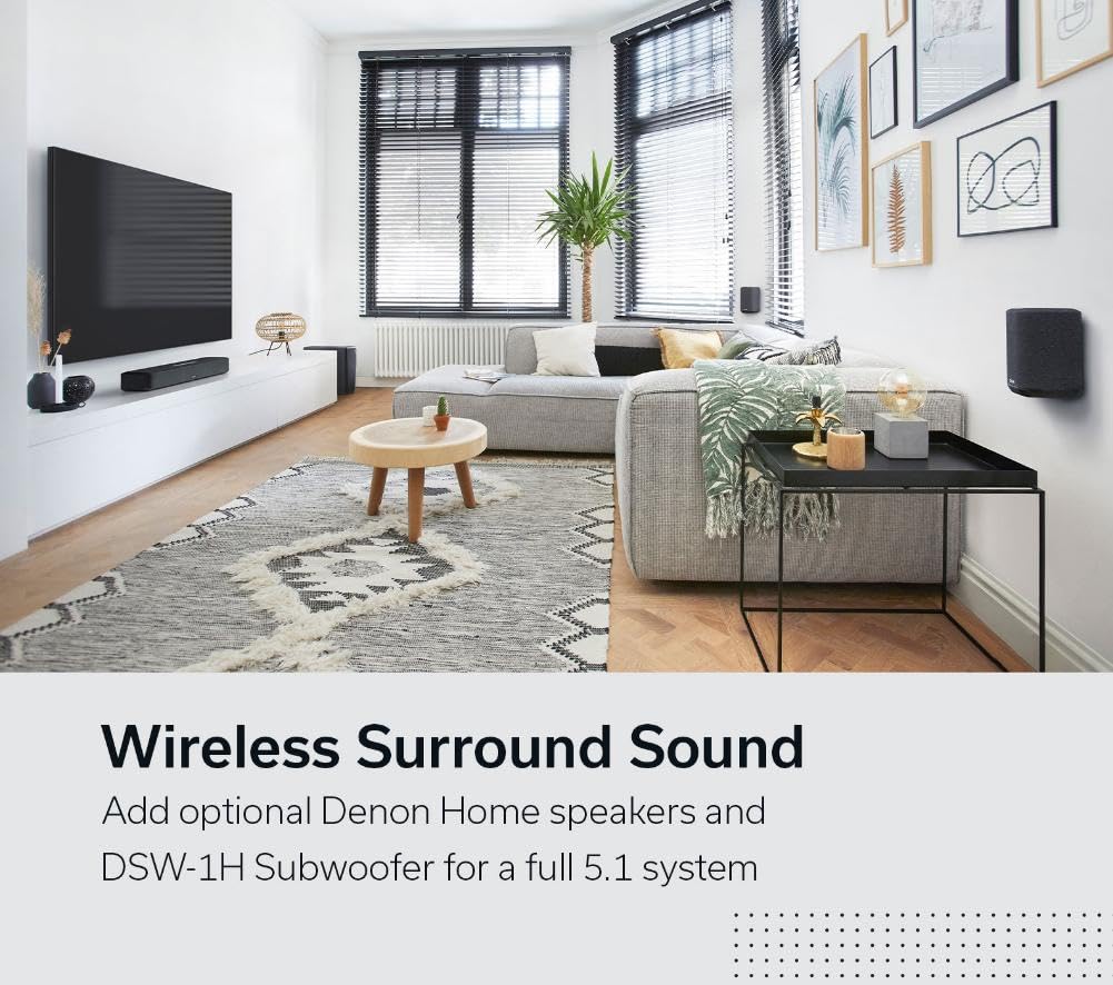 Denon Home 550 Wireless Smart Soundbar for TV with Dolby Atmos 3D Audio, Wi-Fi & Bluetooth, Built-in HEOS, Alexa, Siri & AirPlay 2, Spotify Connect, Pair Home Speakers & Subwoofer, Black