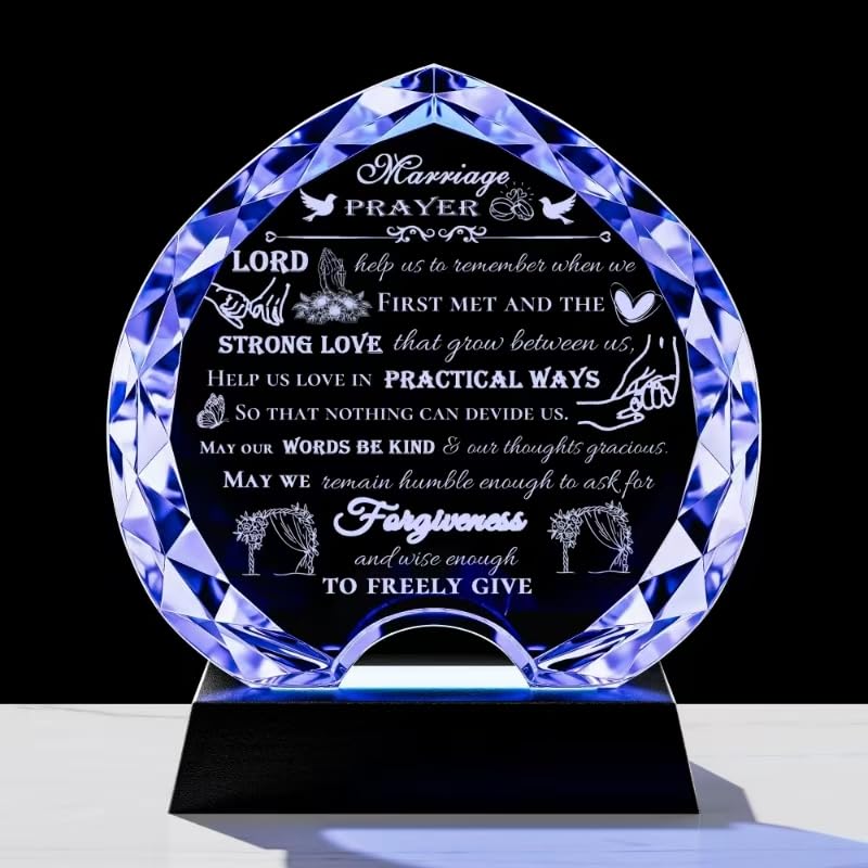 Wedding Gifts for Couples Unique 2025 with LED - Happy Anniversary Marriage Gift Crystal Keepsake - Engagement Bridal Shower Gifts for Bride and Groom Engagement Newlywed Mr And Mrs Present