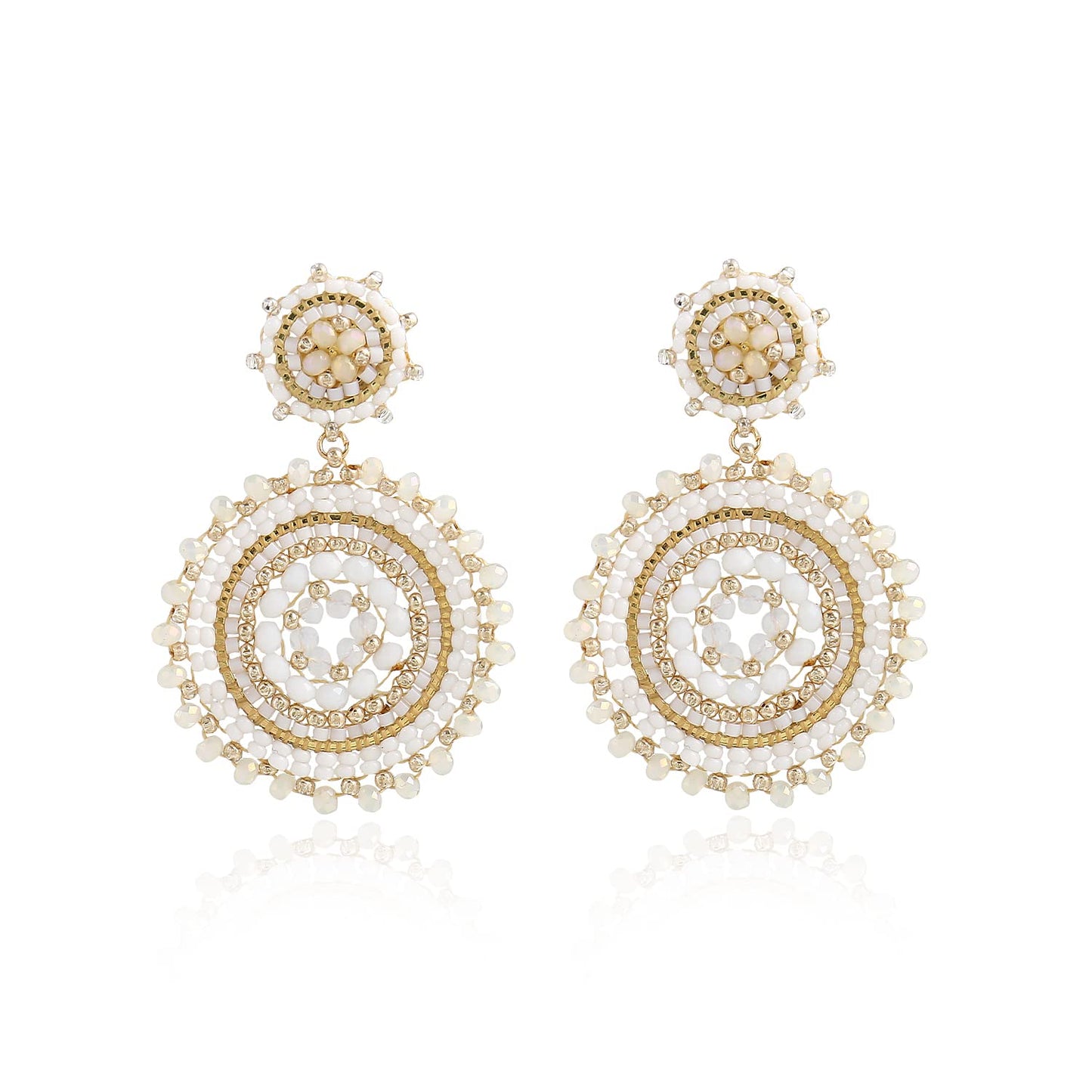 Elegance 11 Designs White Beaded Earrings For Women Boho Statement Western Bead Country Summer Beach Dangle Handmade Earrings Je