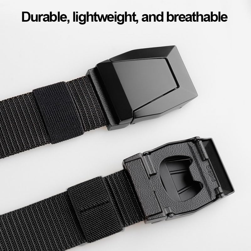 Tactical Belt for Men(1.5"W × 50"L), No Holes Adjustable Stretch Nylon Belts with Flap Buckle, Casual Belt for Working Hik...
