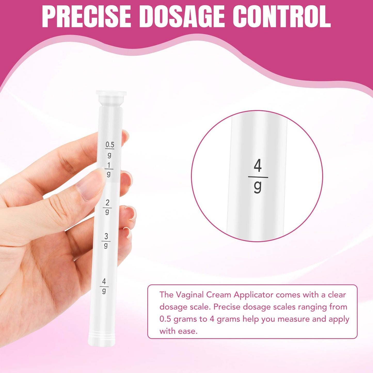30 PACK Disposable Vaginal Suppository Applicator for Women, Fits Most Lubricants Creams Gels Pills Tablet Suppositories, Threaded End, Soft & Small Tip, with Dosage Markings, Individually Wrapped