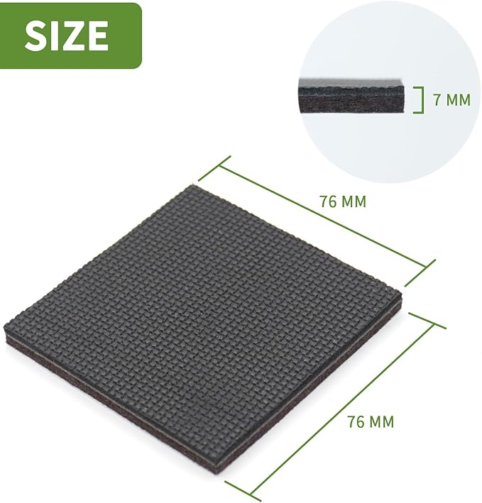 COVERCORNER Non Slip Furniture Pads 12 PCS 3'' Square - Anti Slip Furniture Pads - Self Adhesive Rubber Feet Furniture Feet - Chair Leg Floor Protectors - Keep Furniture in Place