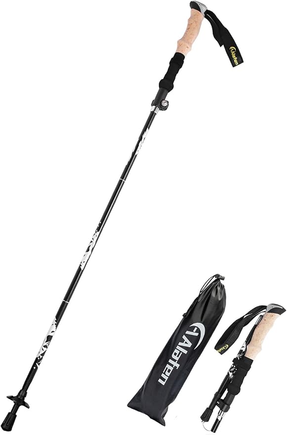 A ALAFEN Lightweight Collapsible Trekking Pole - 7075 Aluminum Adjustable Walking Stick for Hiking & Travel, Foldable Quic...