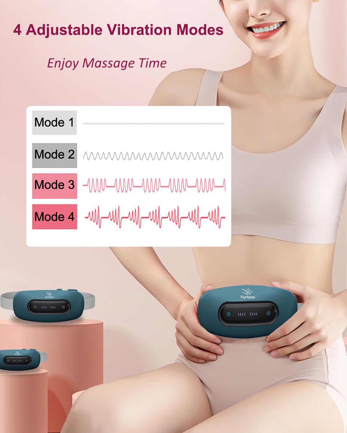 Electric Heating Pad, Portable Cordless Menstrual Heating Pad with 4 Heat Levels and 4 Massage Modes, Fast Large Heating Belly Wrap Belt(Dark Blue Green)