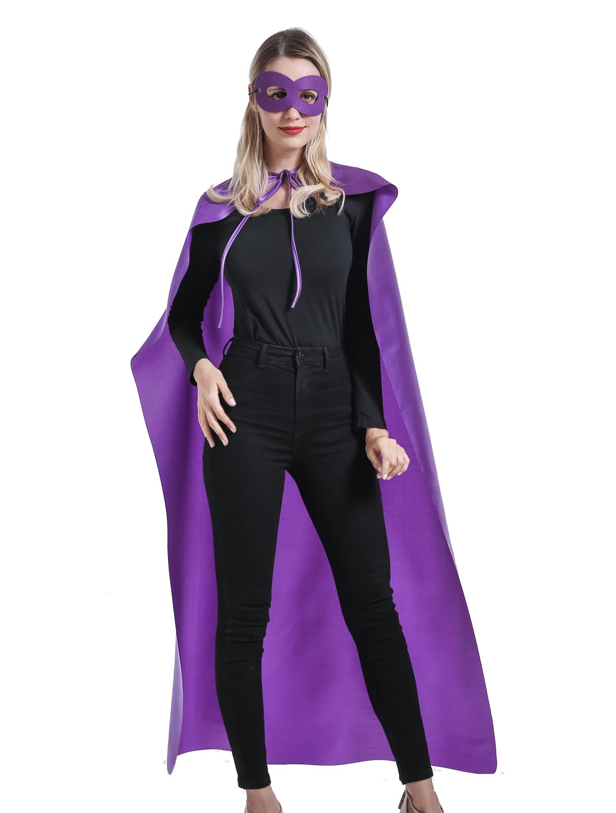 Kidsfere Adults Superhero Cape and Mask for Man Woman Halloween Vampire Cape Costume (PURPLE)