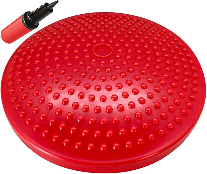 WALIKI Children's Wobbly Cushion, Alternative Classroom Seating | Inflatable Core Disc Seats for School (Pump Included, 12”/30CM, Red)