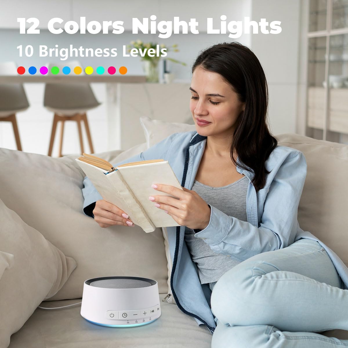 Sound Machine Night Light White Noise Machine with 30 Soothing Sounds 12 Colors Night Light Sleep Machine for Baby Kids Adults Brown Pink Nosie Machine with 32 Volume Levels for Office Home Travel