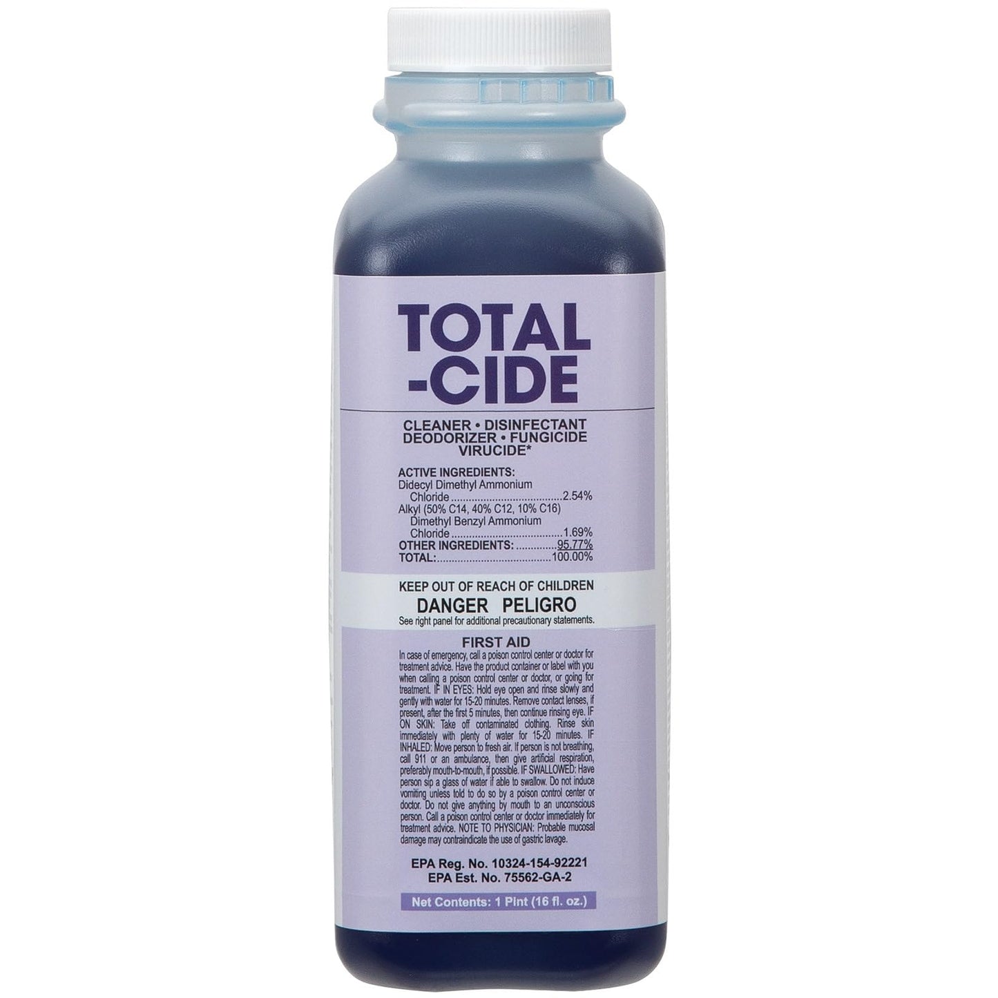 ForPro Total-Cide Disinfectant Solution, 2X Concentrated Formula, Hospital Grade Sanitizer & All Purpose Cleaner, 16 Fl Oz
