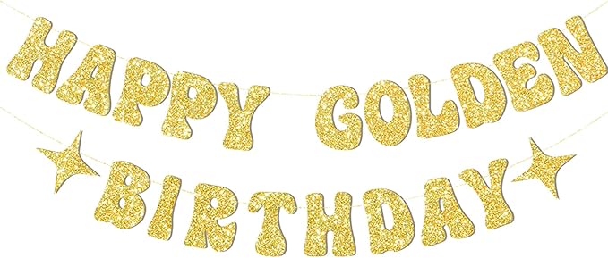 JNXCYQ Gold Happy Birthday Banner or Happy Birthday Sign for Golden Bday Party Decorations,Golden Girls Bday Decorations-G...