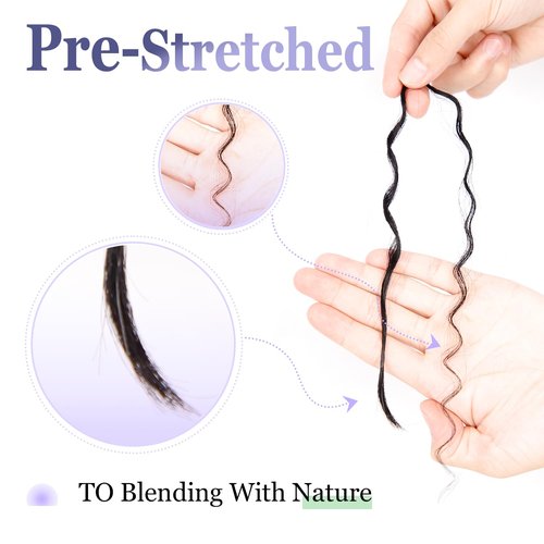 Pre-Divided Human Braiding Hair for Boho Braids Water Deep Wave Human Hair Bulk for Braiding Curly Human Hair for Boho Locs Boho Crochet Braids Human Hair Extensions (1B, 22"-320Strands)