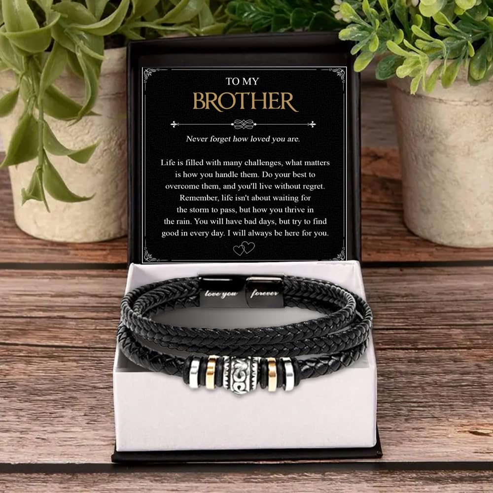 VIRAGIL To My Brother Bracelet, Birthday Gifts For Brother Bracelet With Message Card And Box, Man Gifts From Mom And Dad, Inspirational Gift For Men On Birthday Graduation Christmas Anniversary #4
