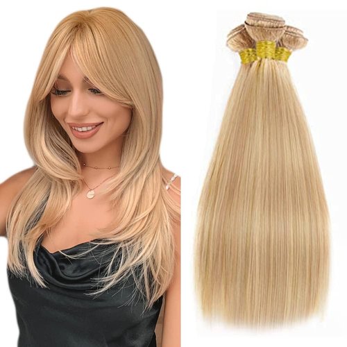 Giginger Bundles Human Hair P27/613 Blonde Straight Human Hair Bundles 20 22 24 Inch Highlight Honey Blonde Unprocessed Quick Weave Soft Sewn In Hair Extensions for Black Women