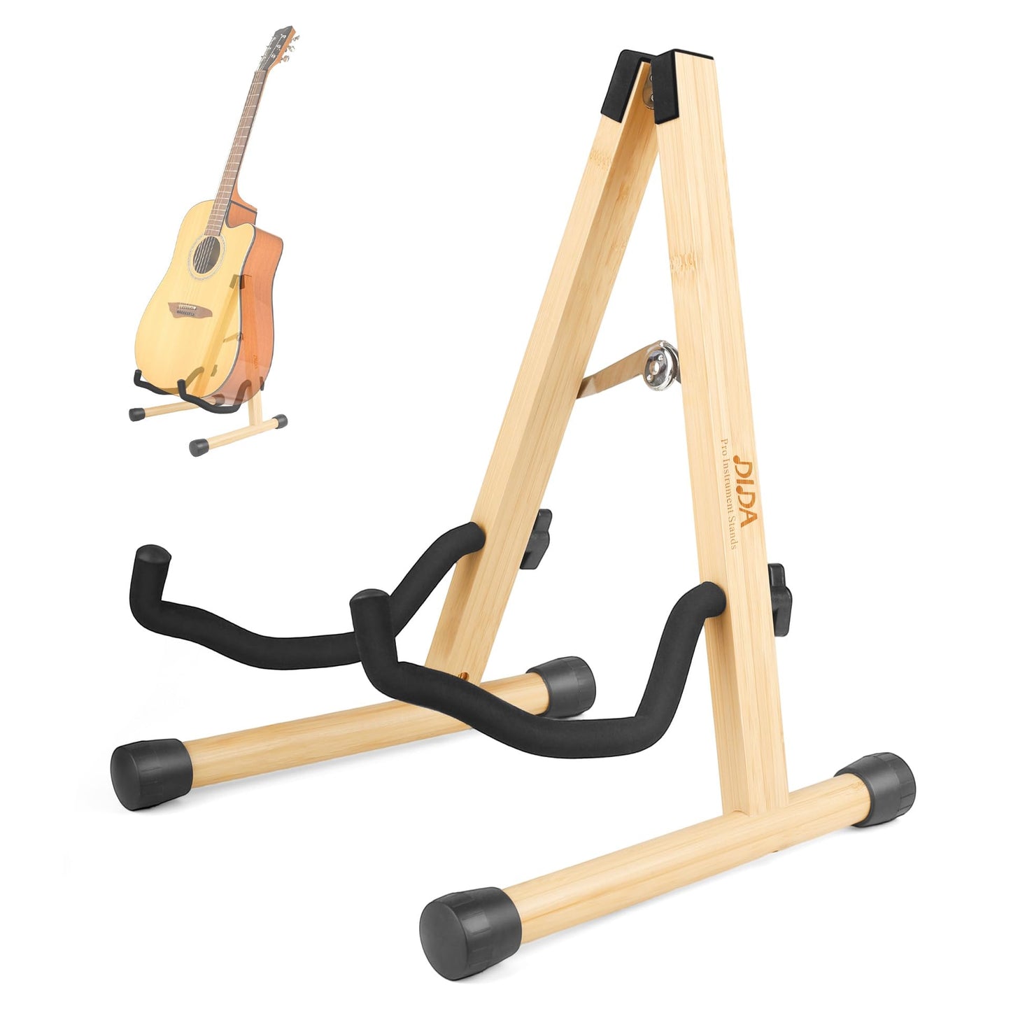 Guitar Stand, Guitar Stand for Acoustic Guitar, Wooden A-Frame Guitar Floor Stand For Acoustic Guitars, Non-Slip Rubber Padding