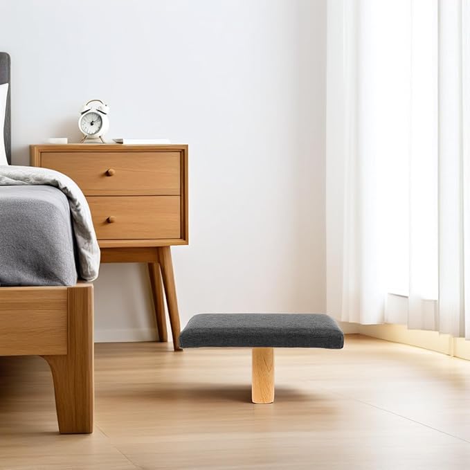 Bench Wood Seiza Stool with Cushion for Prayer and Ergonomic Single-Leg Balance Chair Stable Posture Support Grey Seat for Adults