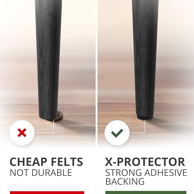 Felt Furniture Pads X-PROTECTOR 8 PCS - Premium 6” x 4 3/8” Heavy Duty Black Felt Sheets! Cut Large Furniture Pads to The Size You Need - The Best Felt Floor Protectors for Any Hard Floor!