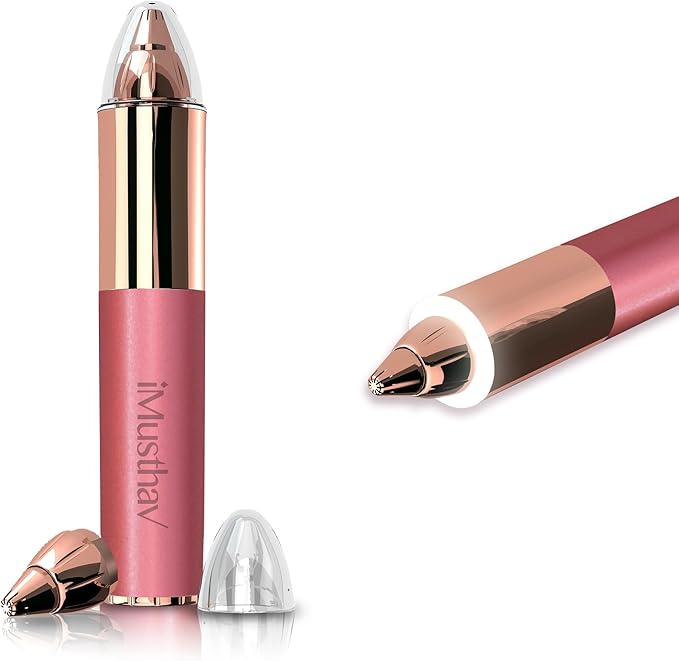 Eyebrow Hair Remover for Women | 18K Gold-Plated Head | 360° LED Light Portable Painless Epilator