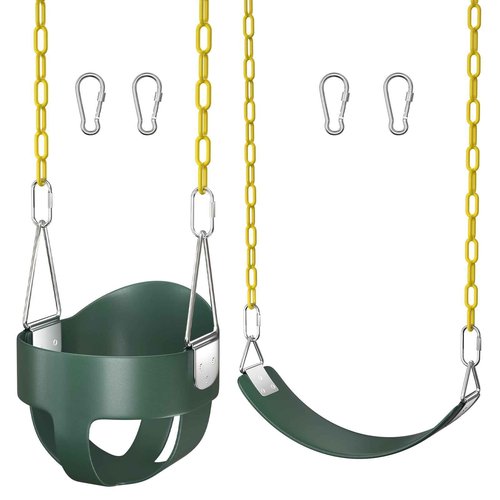 AGPTEK Toddler Swing Heavy Duty Bucket With Adjustable Rope - Cute Shape, 250 LB and 150 LB Capacity - Green