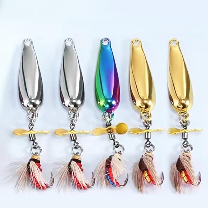 5PCS Spinners-Spinnerbaits Lures-Swimming or Jigging Fishing Spinners with Two-Way Spinning Spoons System-Outdoor Fishing ...