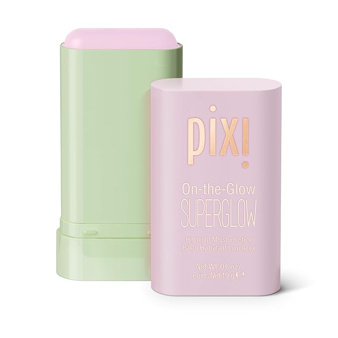 Pixi On-the-Glow SuperGlow | Shade PetalDew | Hydrating Highlighter Stick with Ginseng, Aloe Vera & Fruit Extracts | For Cheeks & Brow Bones | 19g / 0.6oz | Paraben-Free Luminous Natural Highlight