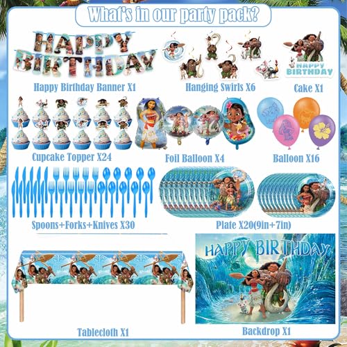 104 PCS Birthday Party Decorations Include Banner, Balloons, Paper Tableware, Tablecloth, Backdrop, Hanging Swirl for Adul...