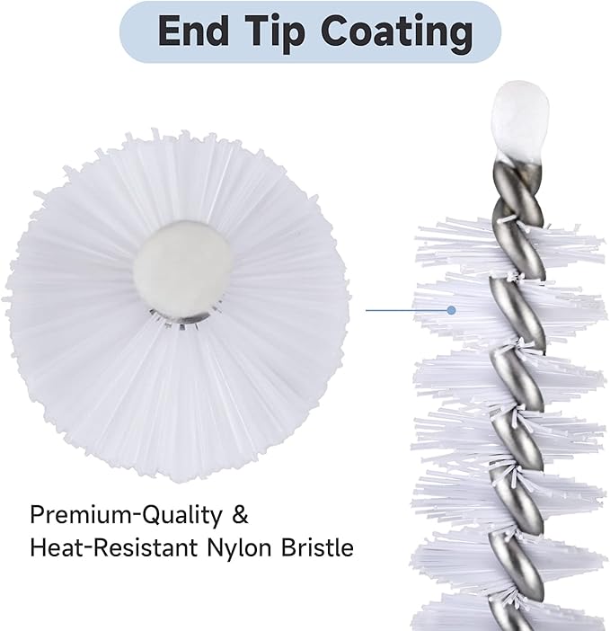 Straw Cleaner Brush Set (4 Pack) - 10 Inch, 4 Diameters for Thin & Smoothie Straws, Heavy-Duty, Comfort Grip Handle