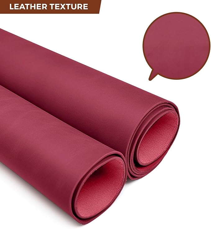 Tooling Leather Full Grain Sheets Genuine Cowhide Leather 1.8mm-2.0mm Thick Square Piece for Sewing Hobby, Crafting Leather Work Maroon 24"x12"