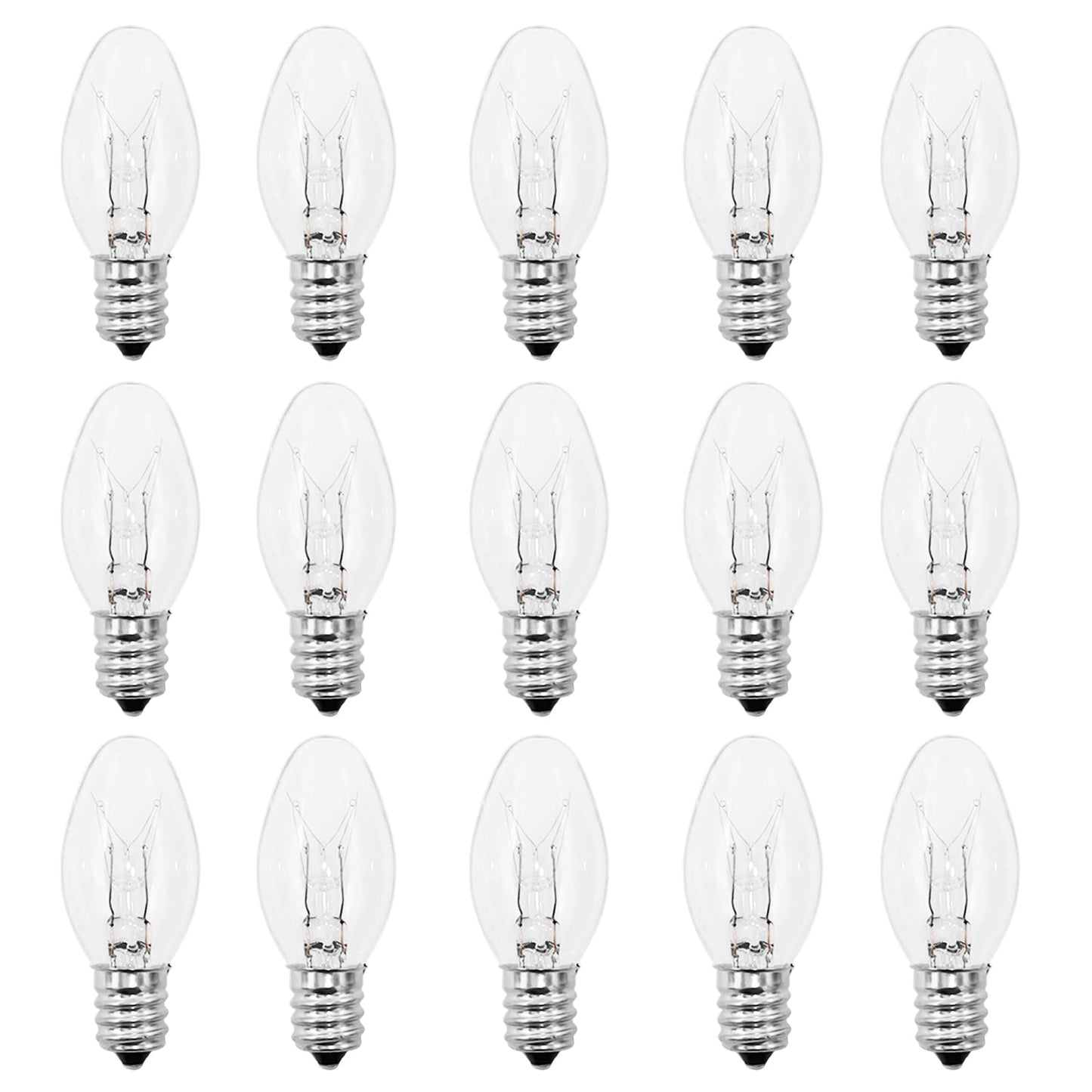 PaeorRorL Night Light Bulbs 4 Watt 15 Pack E12 Base Dimmable Plug in Night Light Bulbs - C7 Small Light Bulb Replacement for Night Lights,Christmas Lights,Table Lamps & Porch,Clear Warm White Glow