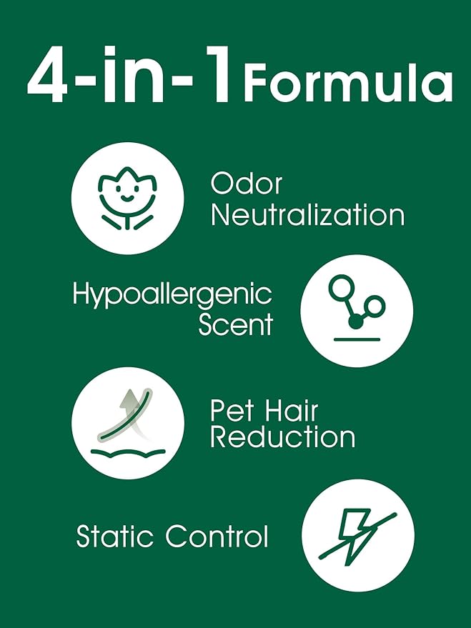 4-in-1 Pet Hair Remover & Odor Neutralizer Spray, Anti Static Wrinkle Release, Plant Based Enzymes, Safe for Pets, Fabrics & Furniture, Refresh Pine Nut Scent, 13.52 fl oz, 2 Full Size Pack