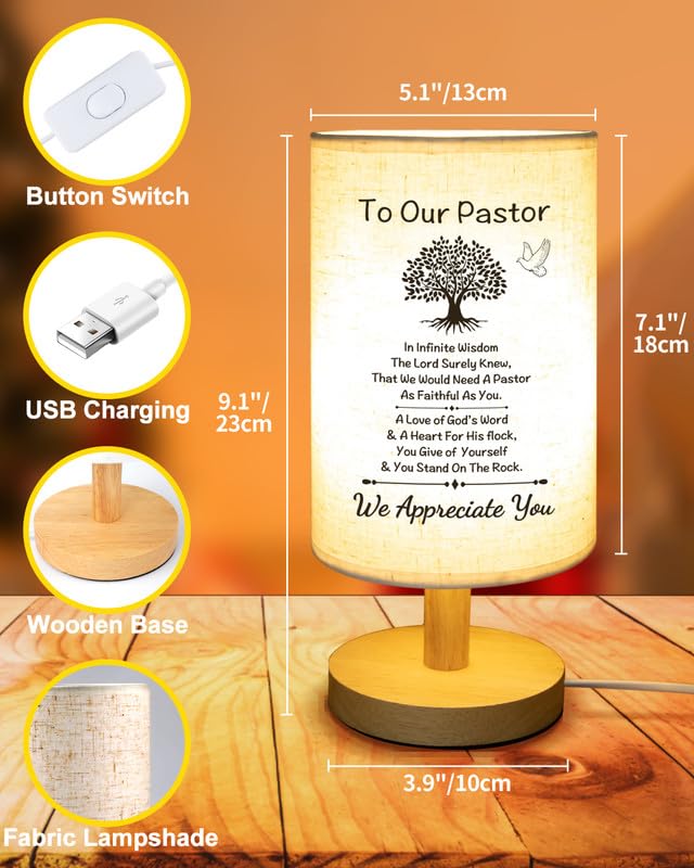 SOUHONEY Pastor Appreciation Gifts - Unique Pastor Gifts for Men for Pastor Day, Christmas, Birthday, Anniversary, Fathers Day, Fabric Bedside Decor Lamp