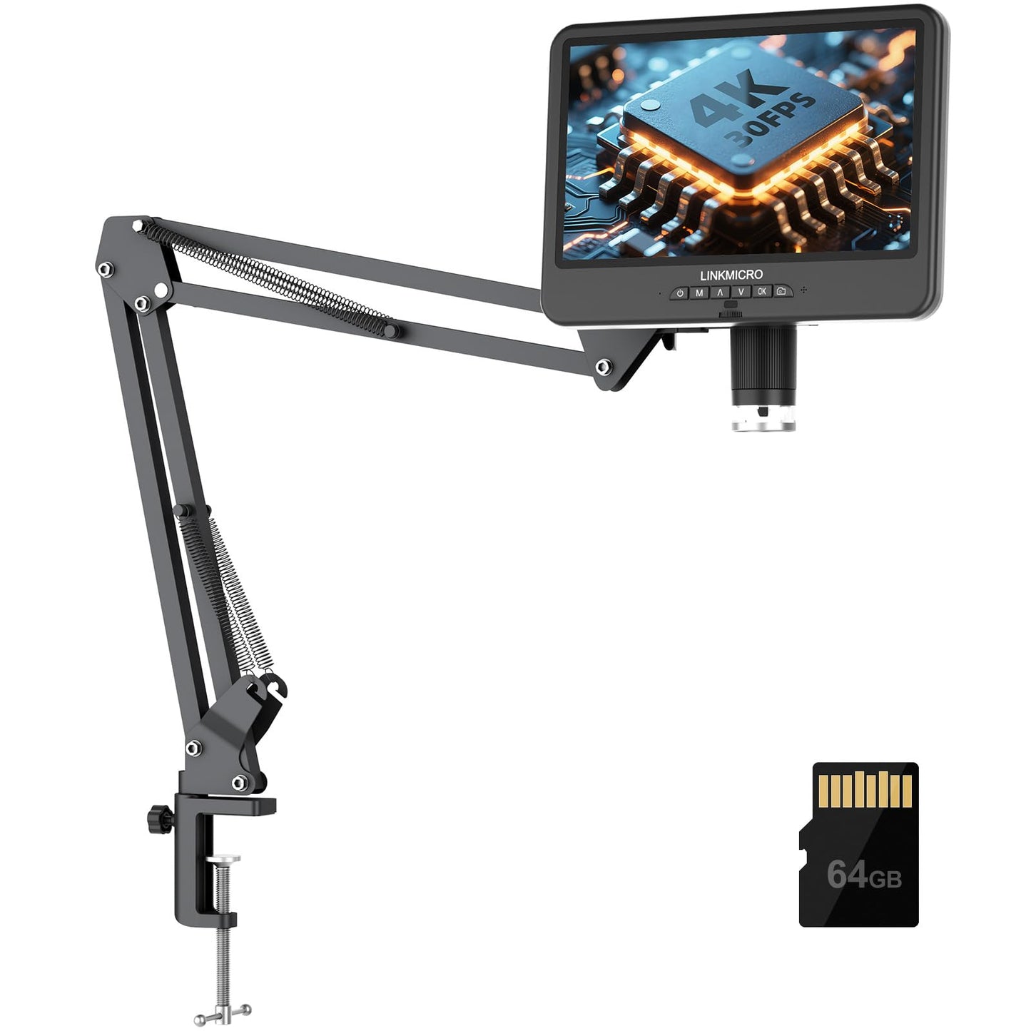 LINKMICRO 4K 30FPS HDMI 10.1 Digital Microscope with Screen for Electronics Repair, LM208S-A 4K Soldering Microscope Camera 15