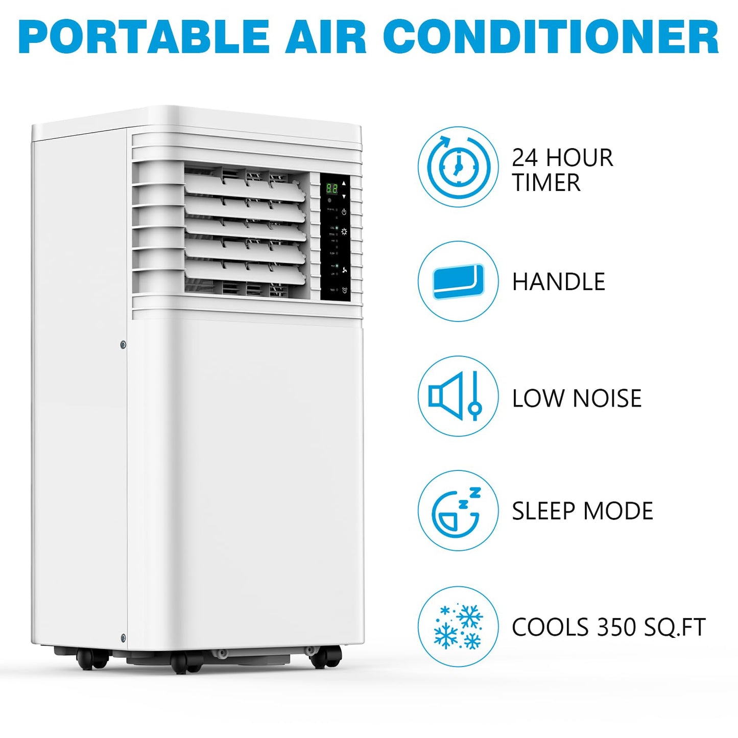 Antarctic Star Portable Air Conditioners 8,000 BTU, Small Portable AC with Cooling, Fan, Dehumidifier Function, 24H Timer, Cooling up to 350 Sq.Ft. Window Kit Panel, 62ºF and 86ºF Temperature Range