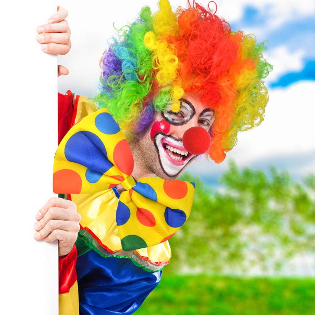 jiebor Clown Costume Set Clown Rainbow Wig Nose Bow Tie White Gloves Accessories for Parties Carnivals Pretend Play Women Men Adults