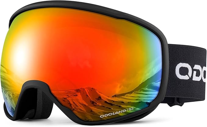 Odoland Snow Ski Goggles S2 Double Lens Anti-Fog OTG Windproof UV400 Eyewear for Men, Women and Youth-Skiing Snowboarding