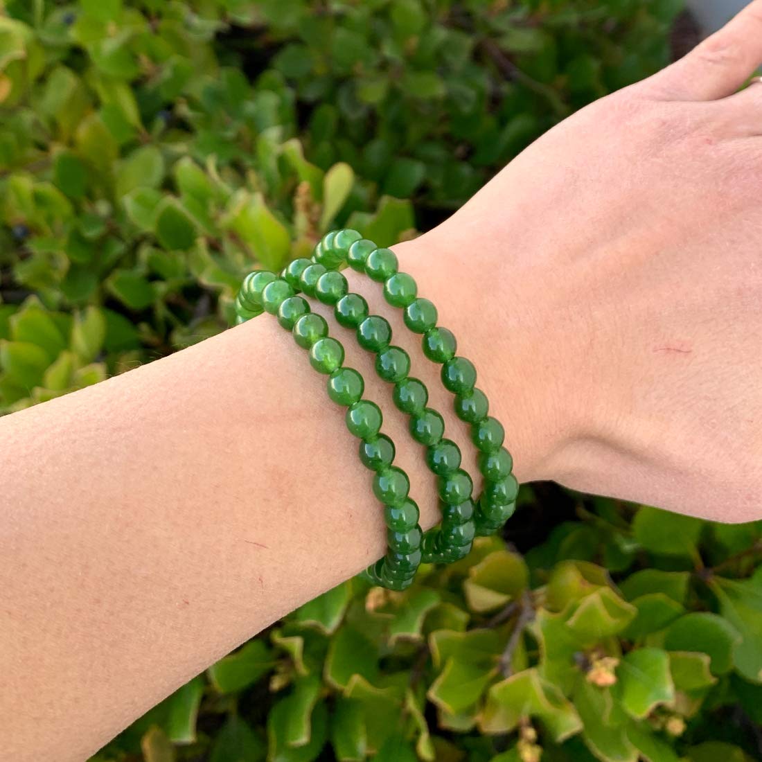 Adabele Real Natural Green Jade Gemstone Beaded Bracelet 8 Inch Stretch Bracelet Chakra Healing Crystal Stone Jewelry Energy Qua