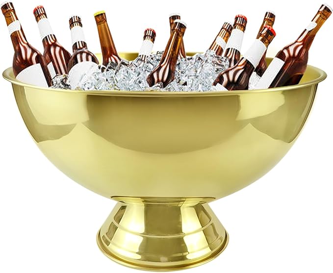 3 Gallon 12L Stainless Steel Beverage Tub Insulated Ice Bucket Metal Champagne Bowl with Base Large Size Ice Bowl for Wine...