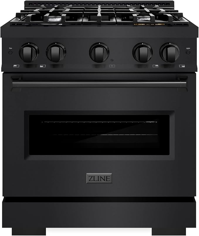 ZLINE 30 in. 4.2 cu. ft. Classic Gas Range with 4 Burner Cooktop and Convection Gas Oven in Black Stainless Steel (CGRB-30)