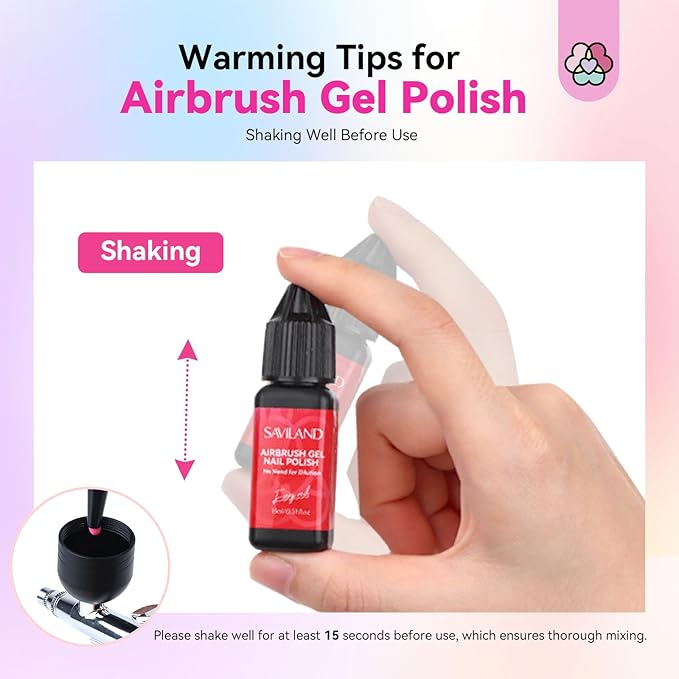 SAVILAND Airbrush Gel Nail Polish Hema-Free: Dilution-Free 24 Colors Airbrush for Nails Non-Acetone for Gradients Nails Blush Layered Nail Art Various Pattern High Color Saturation for Home Salon Kit
