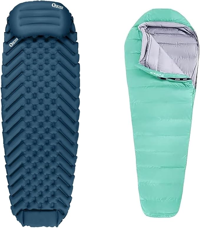 QEZER Mummy Sleeping Bag with Sleeping pad and Pillow