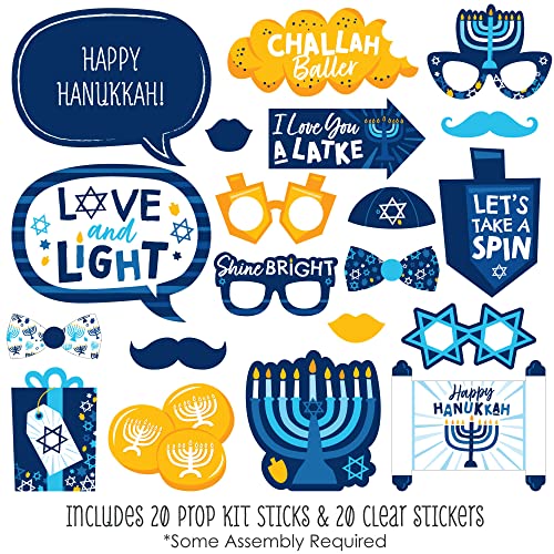 Big Dot of Happiness Hanukkah Menorah - Chanukah Holiday Party Photo Booth Props Kit - 20 Count
