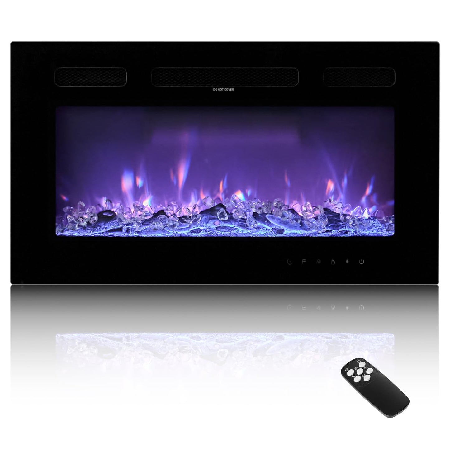 VEVOR 60 inch Electric Fireplace, Three-Sided Glass Wall Mounted Recessed Fire Place with Remote Control, Timer, 1500W, Adjustab
