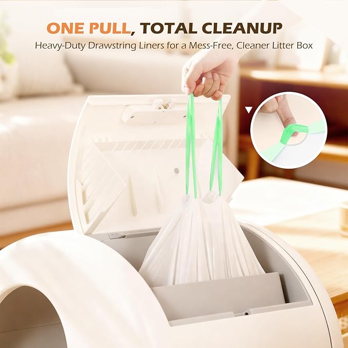 Automatic Cat Litter Box Liners Bags Compatible with MeoWant-SC01 & MeoWant-SC02, Self-Cleaning Kitty Litter Liners Bags, Heavy-Duty Thick Drawstring Replacement Liner Bag 18" x 12.6" (30 PCS)