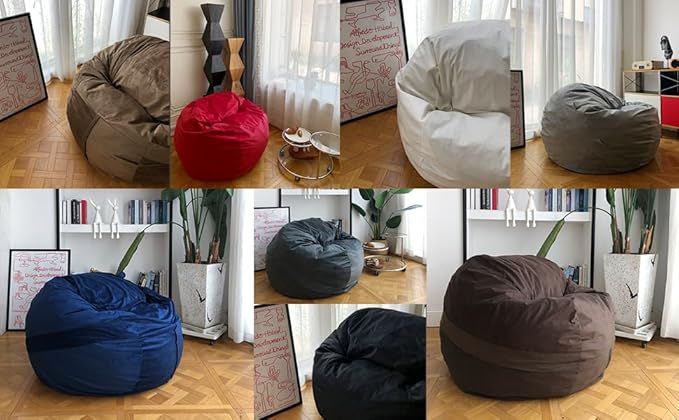 YuppieLife Large Foam Filled Bean Bag Chairs for Kids Teenagers Adults Living Room Gaming Relaxing 4F Machine Washable Lazy Sofa（Brown