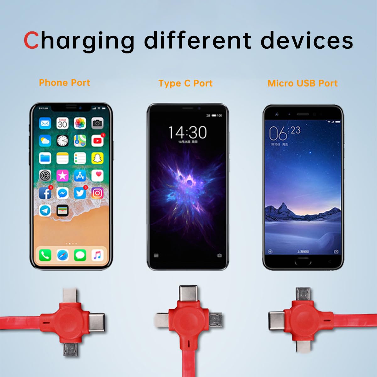 2 Pcs 3 In 1 Retractable Multi Charging Cable (3.28Ft) With Usb C/Micro Usb/Ip And Phone Stand, Festivals And Birthday Gift For