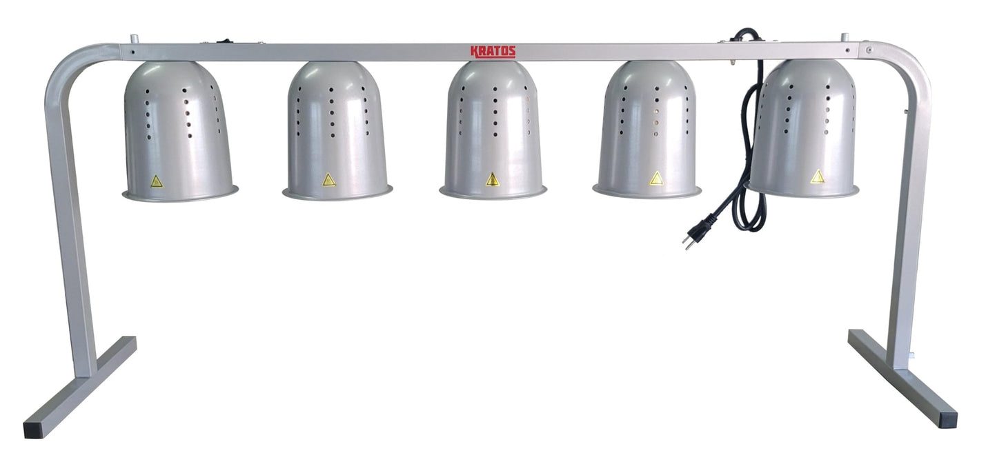 Kratos Commercial Bulb Warmer, Five Bulb Pass Through Heat Lamp for Food, Silver, 120V, 1250 Watts, Countertop Electric Food Warmer for Restaurants (31M-009)